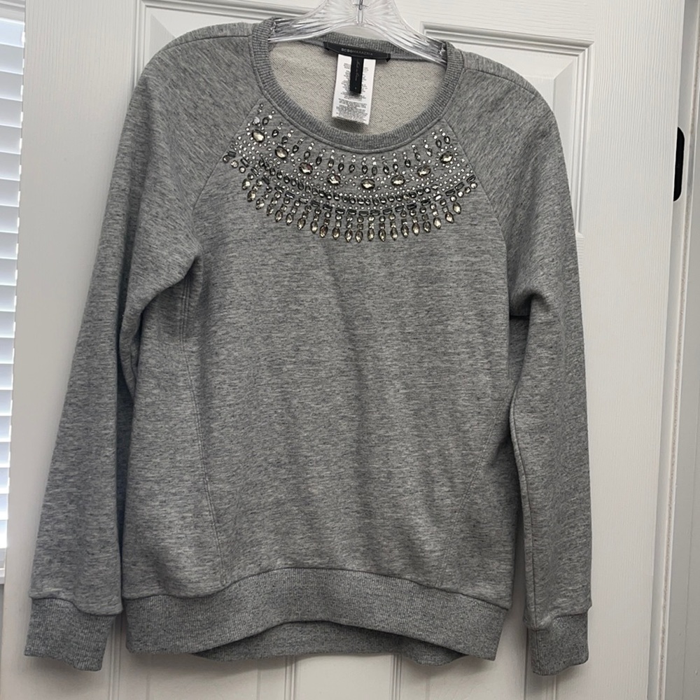 BCBG jeweled detailed grey sweatshirt